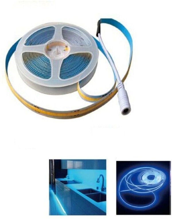 5mselbstklebenderled-Cob-Streifen,blaueslicht,40w,schneidbar,flexibel,cob320,12v