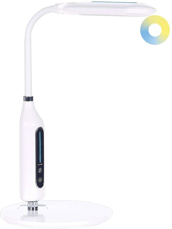 Thumbnail - LED-Schreibtischlampe Weiß Metall und Silikon Dimmbar Verstellbarer Arm 3 Farbtemperaturmodi Modern Büro Ausstattung Arb...