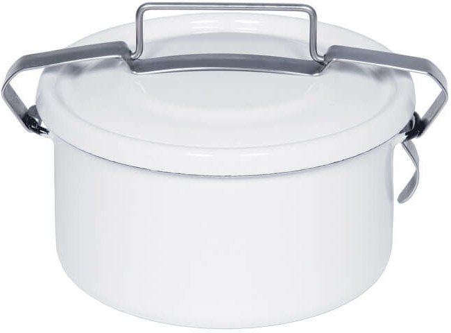 Riess-kelomat - Riess Dichtungsdose Emaille Ø14 1Liter Deckel/Klemmverschluss Classic Weiss Induktion