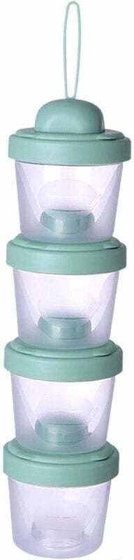 Stapelbarer und auslaufsicherer Aufbewahrungsbehälter für Babymilchpulver für unterwegs (grün, 4 Schichten) - Ulisem