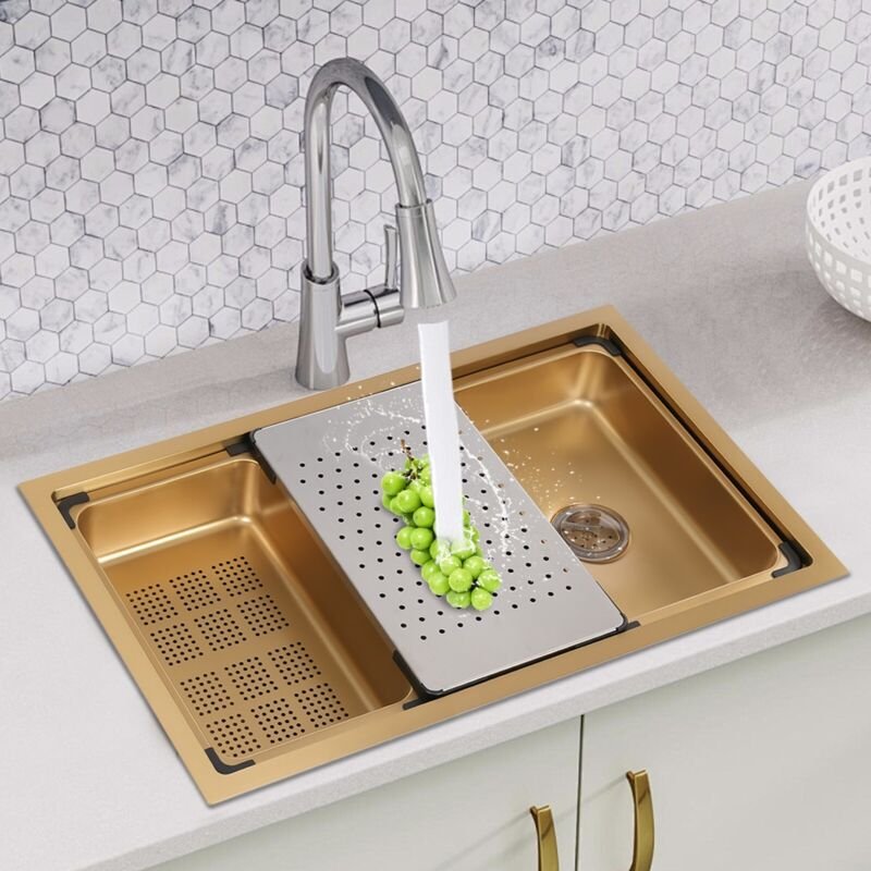 Küchenvorbereitungstischspüle Küchenspüle Küchenvorbereitungstischspüle Küchenspüle Gold Edelstahl Küchenspüle Eingebaut...