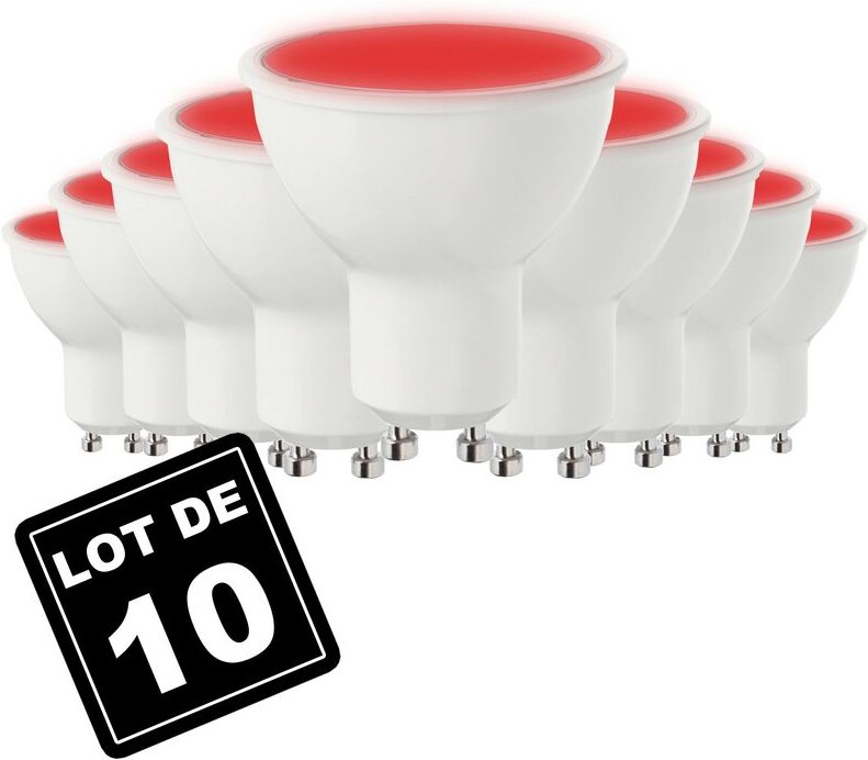 10 Ampoules GU10 7W rouge