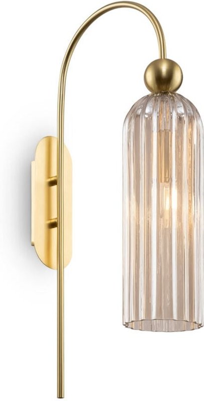 Wandleuchte Wandlampe Schlafzimmerlampe Flurleuchte Gold Metall Glas Cognac