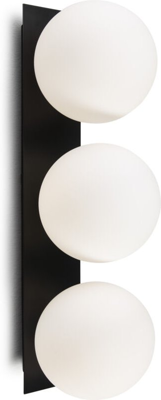 Wandleuchte 15X18X50 Weißes Glas/Mattschwarzes Metall