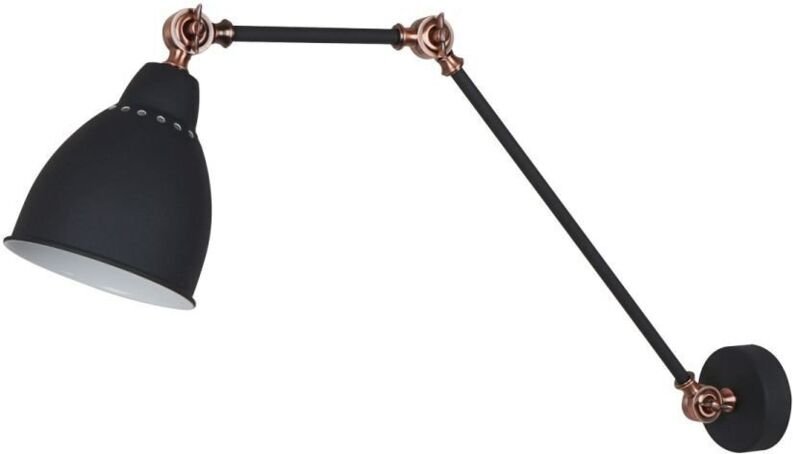 Sonny - Industrie- und Retro-Wandlampe Graphit, rotes Kupfer 1 Licht mit Graphitschirm, E27 - Italux