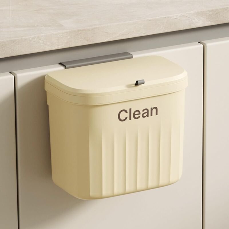 Hängender Küchenabfalleimer mit Deckel, 8,5 l Kunststoff-Wandeimer, Komposteimer für Küche, Schrank, Badezimmer, Schlafz...