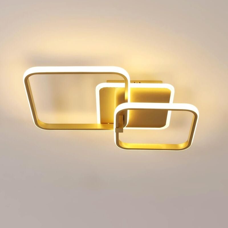 COMELY® Moderne LED-Deckenleuchte, 54 W, 6075 lm, goldene Wohnzimmer-Deckenlampe, quadratische Acryl-Deckenleuchte für S...