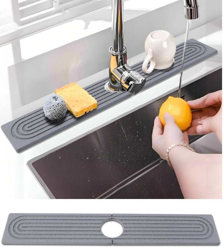 Silikon-Wasserhahnmatte, Waschbecken-Wasserhahn-Spritzschutz, Waschbeckenmatte für Küchen- und Badezimmer-Arbeitsplatte ...