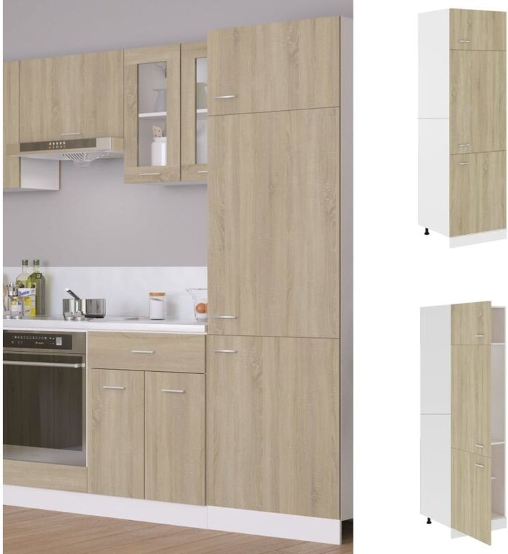 Kühlumbauschrank Sonoma-Eiche 60x57x207 cm Holzwerkstoff - Vidaxl