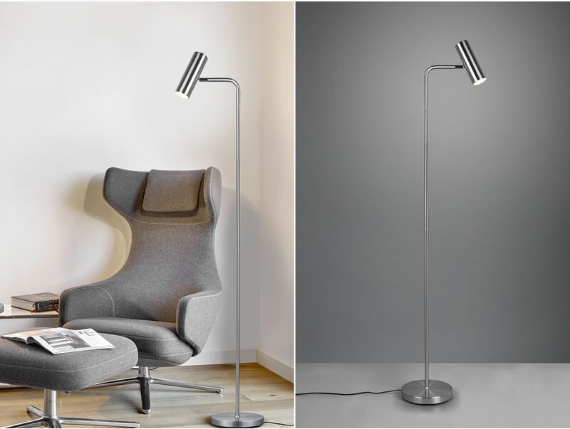 Defibrico - Stehlampe marley in Silber matt, Spot schwenkbar, Höhe 151cm