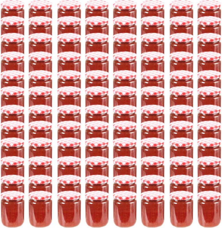 Marmeladengläser mit Weißem/Rotem Deckel 96 Stk. 230 ml - Vidaxl