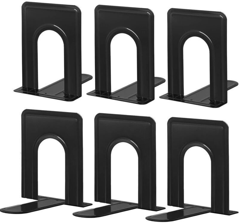 6 Paar rutschfeste Buchstützen aus Metall zur Aufbewahrung von Büchern, für Büro, Zuhause, Küche, 14,8 x 12,4 x 16