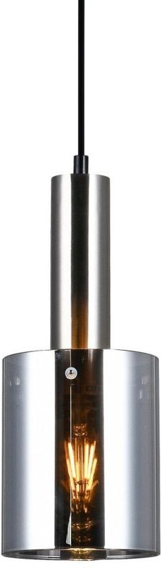 Sardo - Moderne hängende Anhänger Satin Nickel 1 Licht mit Glas, Smoky Shade, E27 - Italux