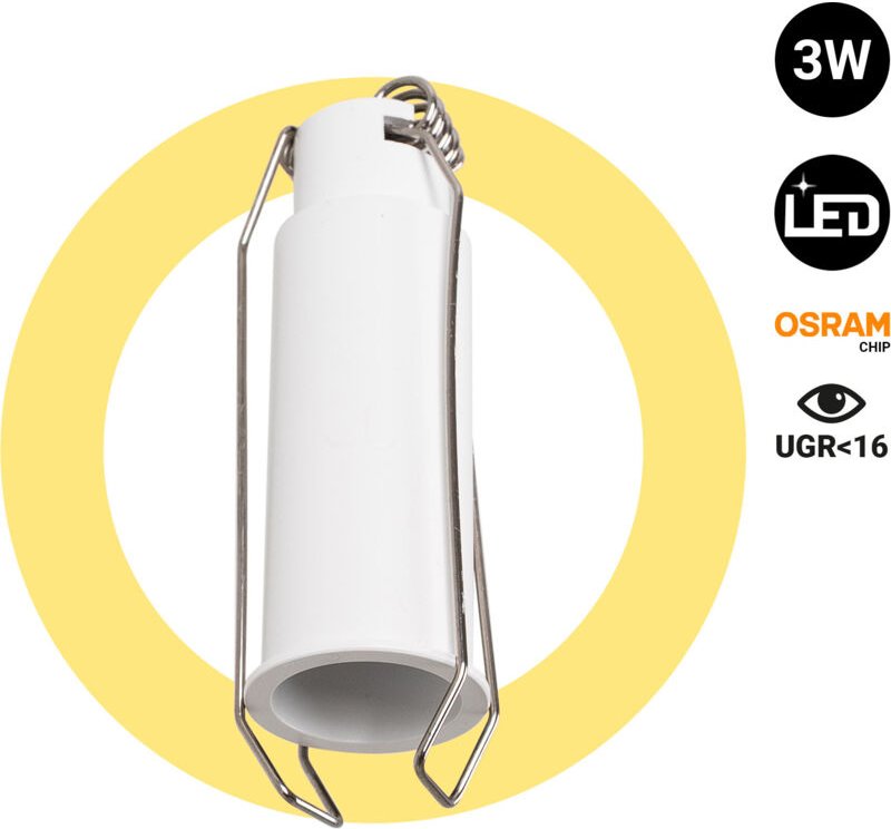 Downlight LED Mini 3W - Chip OSRAM - Niedriger UGR - Ø 22mm