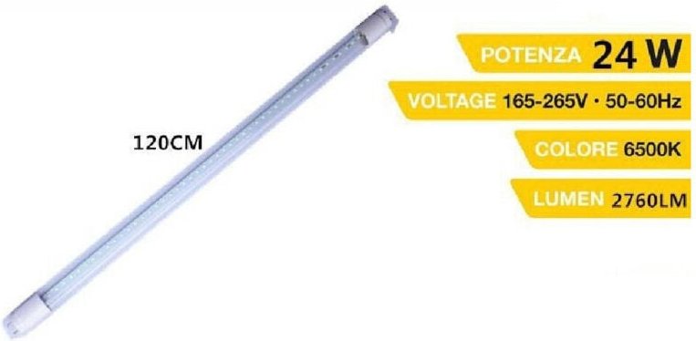 Trade Shop Traesio - Trade Shop - neon led smd T8 24 watt kaltlicht 6500K röhre 120 cm hohe helligkeit T8-120AF -