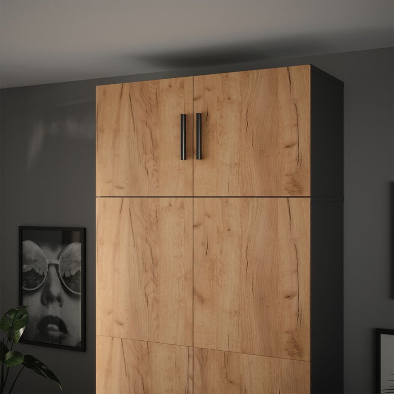 Thumbnail - Aufsatzmodul Ingo, Anthrazit/Goldkraft Eiche, 80 x 40 cm mit 2 Türen, Vicco