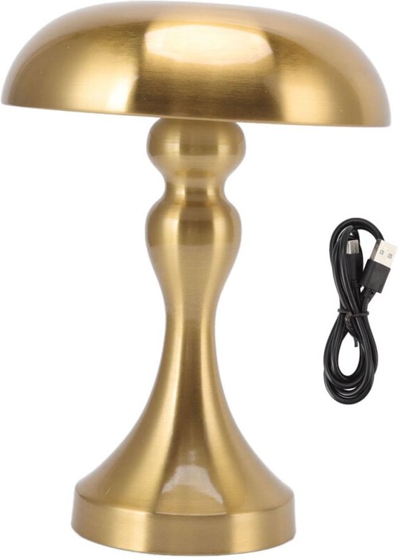 Tischlampe wiederaufladbare Pilzform 3 -Geschwindigkeit Farbtemperatur Berühren Sie schrittlose Dimmleuchte für Gold Gol...