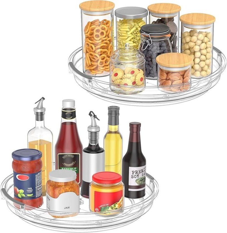 Jalleria - Stück Kühlschrank-Drehteller, 23,5 cm Gewürz-Drehteller, 360° Küchenschrank-Drehteller, drehbarer Küchen-Dreh...