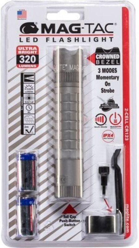 Maglite Mag-Tac crowned bezel Taschenlampe grau