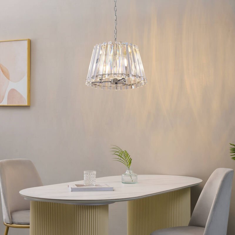 Kosilum - Trapezförmige Hängelampe mit transparenten Kristallanhängern - Oristano