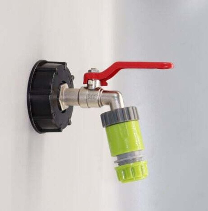 1/2-Zoll-IBC-Hahn, IBC-Gartenhahn, Behälterauslasshahn-Adapter S60x6, frostsicherer Messing-Kugelhahn für Wassertankzube...