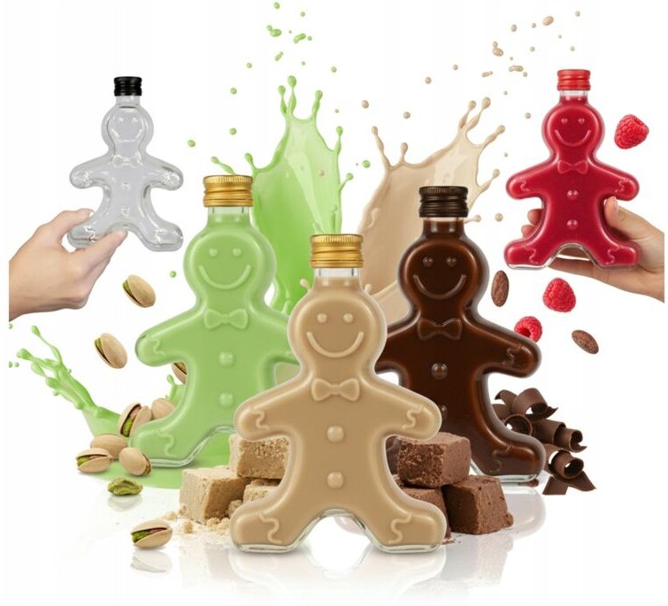 5 Flaschen Cookie 250 ml WEIHNACHTSGESCHENK Liköre GLASFLASCHEN LEBKUCHEN