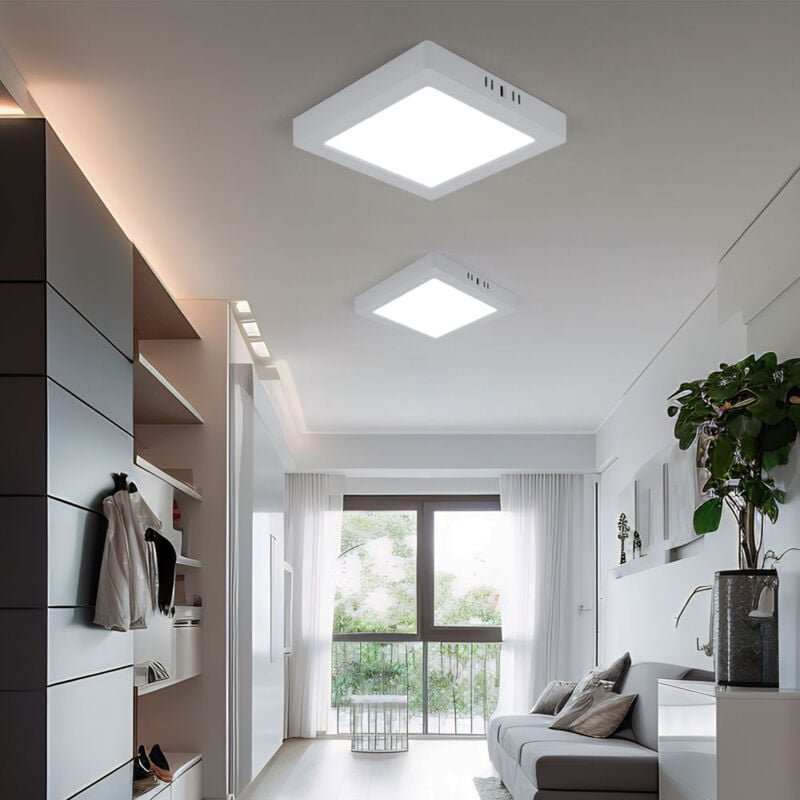 V-tac - led Deckenlampe Wohnzimmerleuchte Flurlampe Aufbau-Panel quadratisch Küchenleuchte, Kunststoff weiß, 18W 1980lm ...