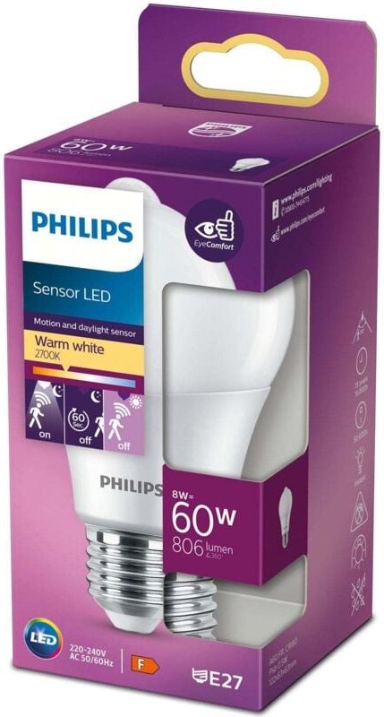 Philips - led 78273300 led eek f (a - g) E27 8 w = 60 w Warmweiß (ø x l) 6.25 cm x 12.2 cm 1 St.