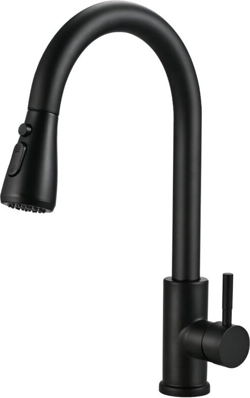 Küchenarmatur mit ausziehbarem Sprüher, Küchenmischbatterie, 360° schwenkbar, hoher Bogen, Spülbeckenarmatur aus Edelsta...