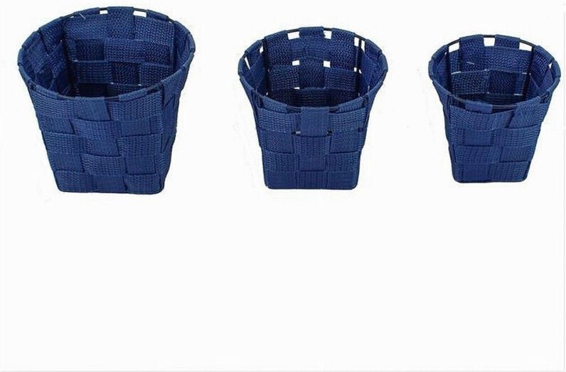 Trade Shop Traesio - Trade Shop - set mit 3 runden körben zur aufbewahrung aus blauem stoff für badezimmer, haus, küche ...