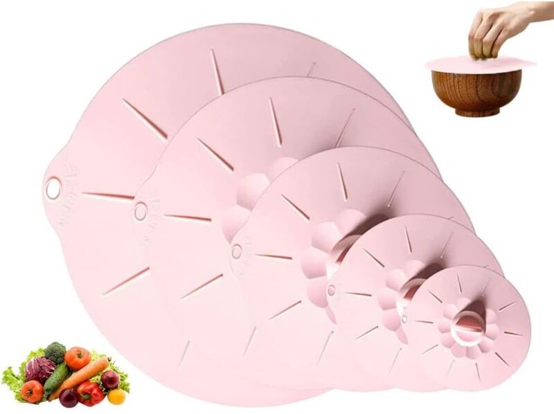 wiederverwendbare Silikon-Schüsseldeckel, 5 verschiedene Größen, lebensmittelechte Silikondeckel, für Schüsseln, Töpfe, ...