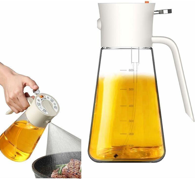 Küchenölsprüher, Olivenöl-Sprühflasche, Öl- und Essigsprüher, 2-in-1-Glas-Olivenölspender mit Sprühkopf, Lebensmittel-Sp...