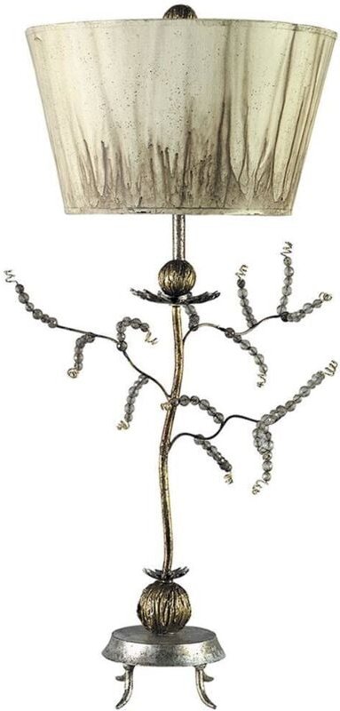 Tischlampe Schreibtischleuchte Stehlampe Wohnzimmerlampe Blattgold h 91 cm