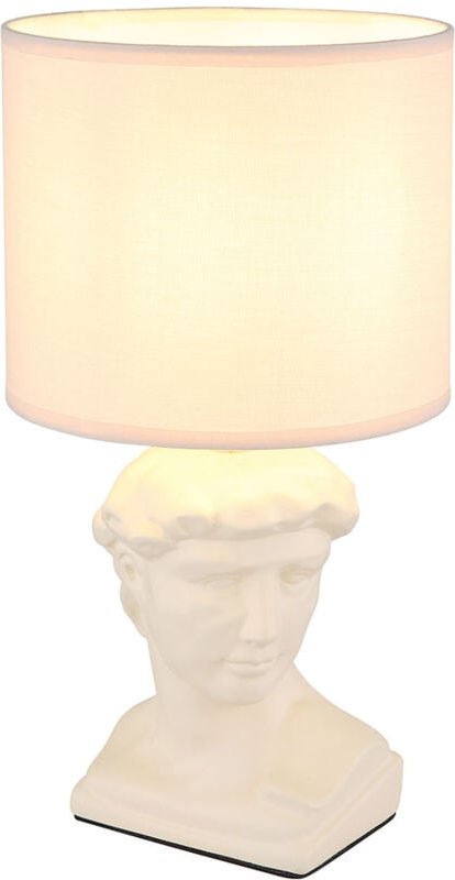 Globo Lighting - Tischleuchte Statue Keramik Tischlampe Skulptur Cäsar Nachttischleuchte Textilschirm creme, 1x E14 Fass...