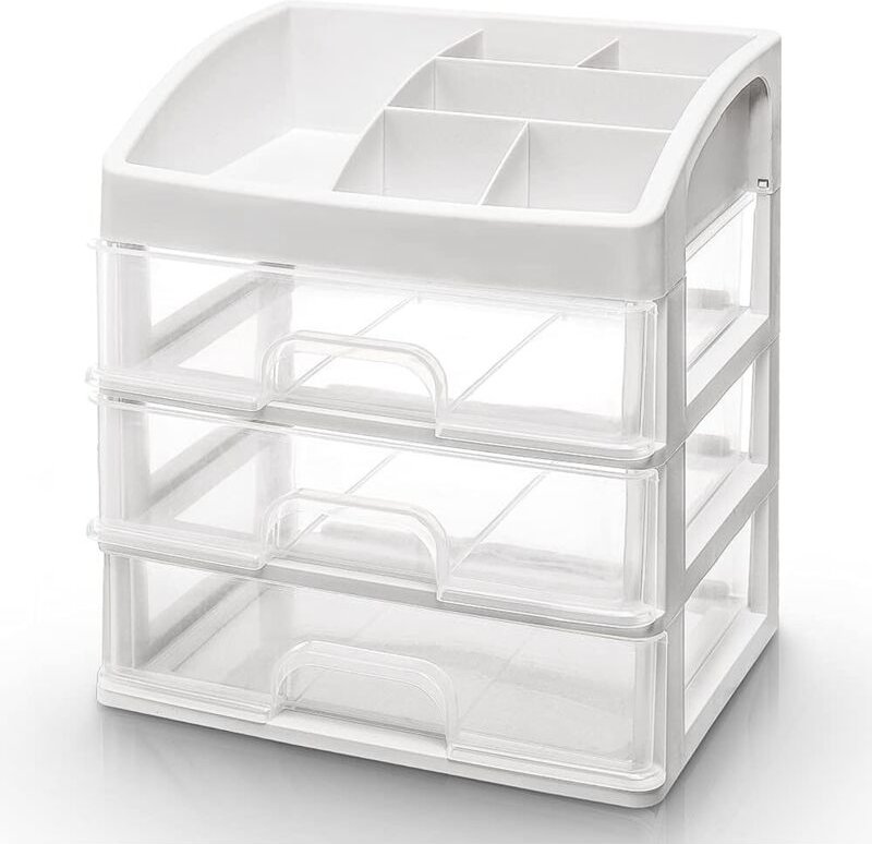 Make-up-Organizer aus transparentem Kunststoff, 3-stöckige Aufbewahrung für Make-up-Pinsel mit Reißverschluss, 4-stöckig...