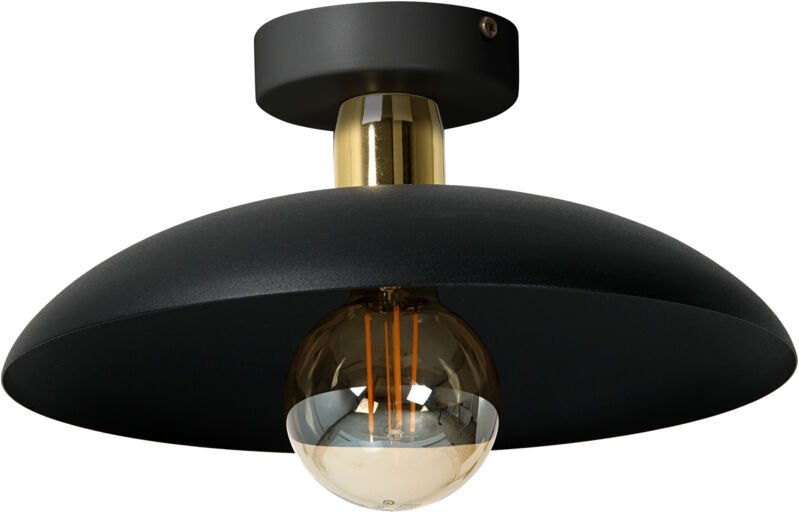 RAMI E27 Deckenleuchte, schwarz, goldener Metallschirm