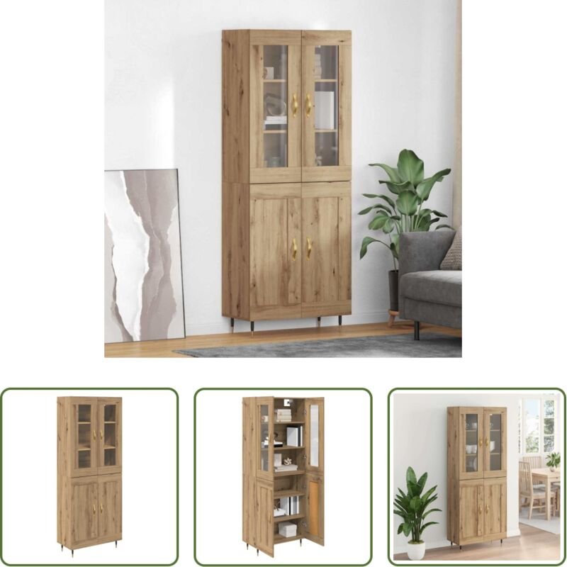 vidaXL Esszimmer - Highboard 2 pcs Artisan-Eiche Holzwerkstoff