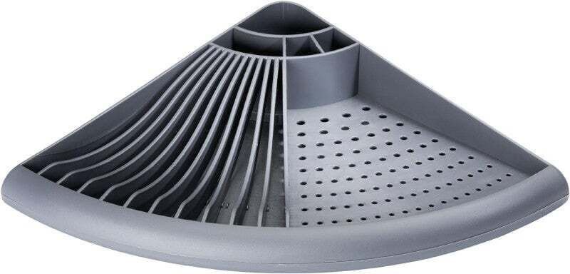 Abtropfgestell aus Kunststoff, platzsparendes Eck-Abtropfgestell, Kunststoff, 35 x 9 x 35 cm, Grau