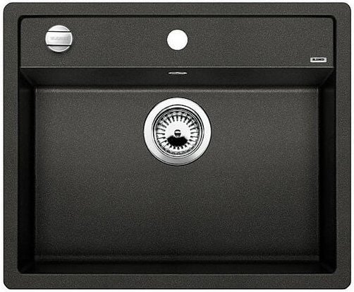 Dalago 6 - Silgranitspüle, 62x51 cm, mit Ablaufsystembedienung, Schwarz 525873 - Blanco