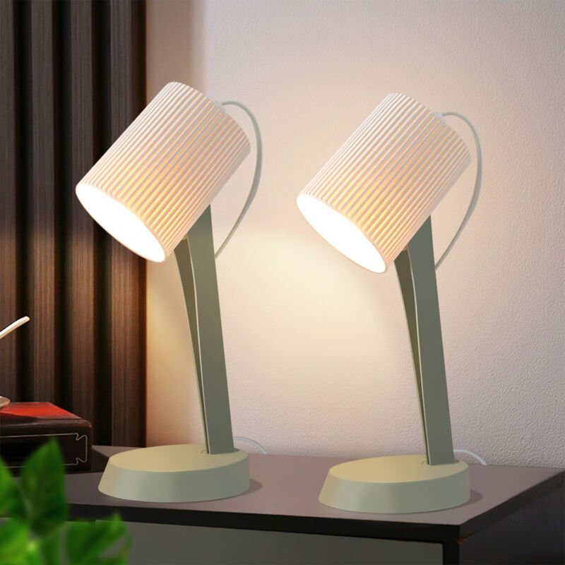 Nachttischlampe Wohnzimmer Tischleuchte mit Kabel - Tischlampe 2er Set Kleine Lampe 37.4 cm Grün E14 Tischlampen Moderne...