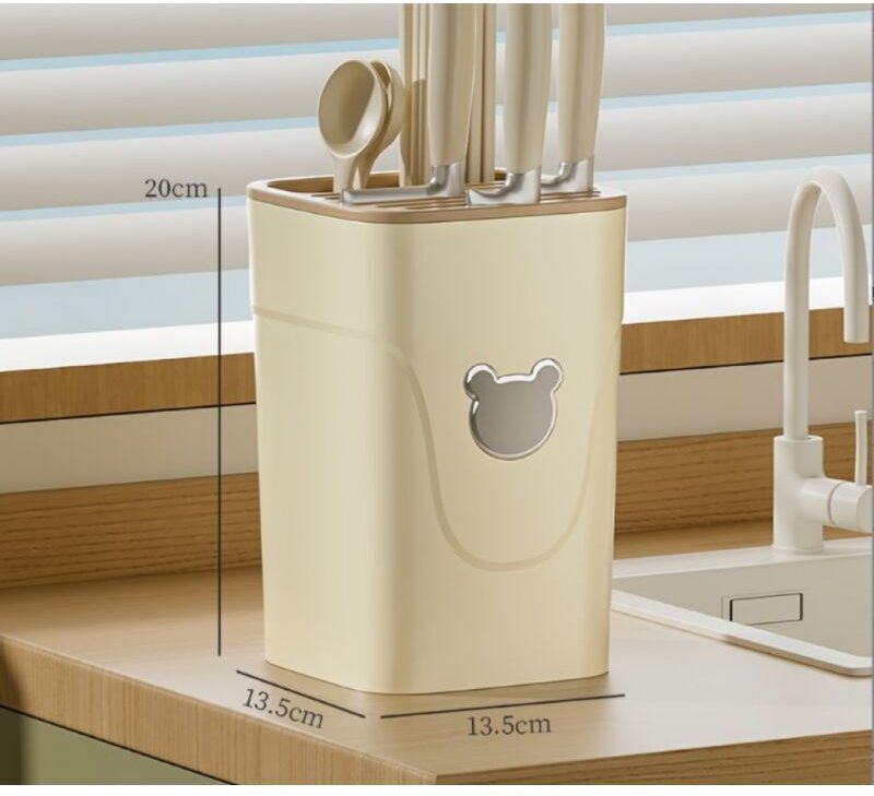 Messerblock, multifunktionaler Küchenmesserständer mit Abtropffläche, platzsparender Messerorganizer für die Arbeitsplat...