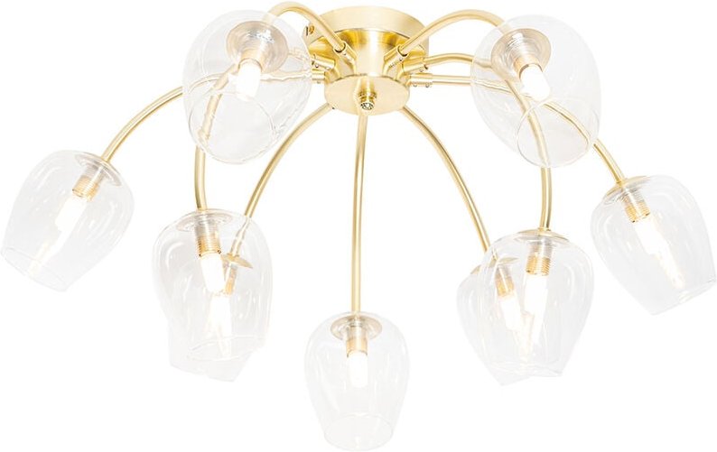 Klassische Deckenlampe Gold mit Glas 9 Lichter - Elien
