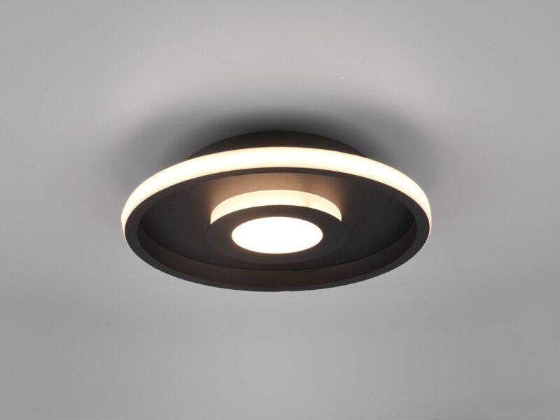 Trio - led Deckenleuchte ascari rund Schwarz matt dimmbar IP44, ø 30cm