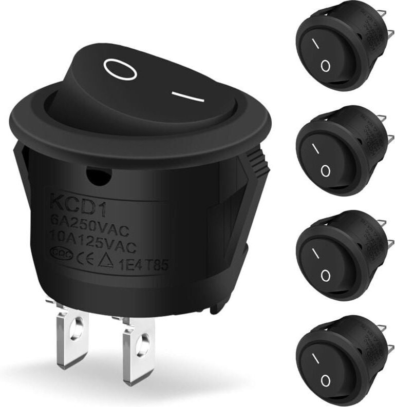 Mumu - Stücke 2 Pin on/off Runder Wippschalter Verriegelung Selbsthemmend 10A/125V 6A/250V Schwarz Für Auto Boot Haushal...