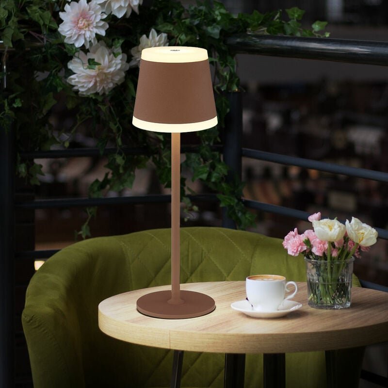 Etc-shop - Tischleuchte Außen Tischlampe weiß led Touchdimmer Akku dimmbar Gartenleuchte usb, rost, Metall Acryl, 2x led...