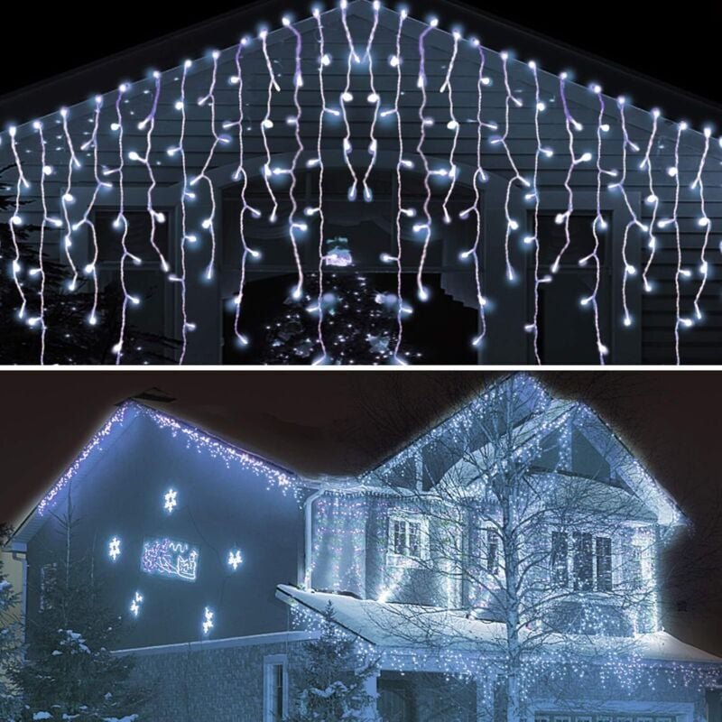 Thumbnail - Außenleuchten 5 m, 216 LEDs, Innen-Lichtvorhang, wasserdichter Lichtvorhang, Garten-Lichterkette für Innen- und Außendek...
