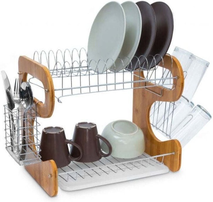 Geschirrkorb bambus 2 ebenen