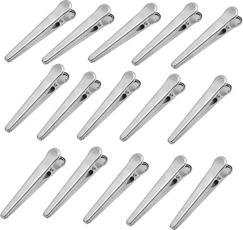Shining House - 15 Stück Verschlussklammern, Edelstahlklammern, Verschlussklammern, Edelstahl, für Lebensmittelbeutel, K...