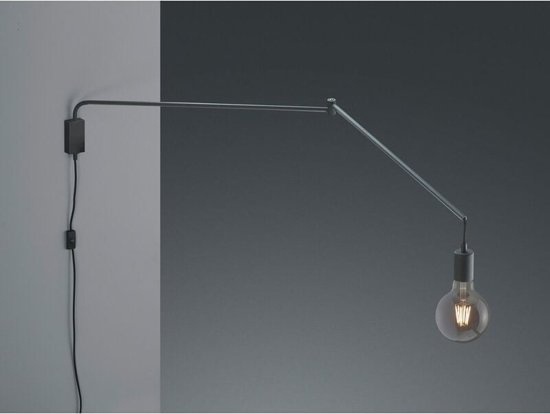 Meinewunschleuchte - Schwenkbare led Wandlampe - schwarze Kabelleuchte mit Schnurschalter & Stecker