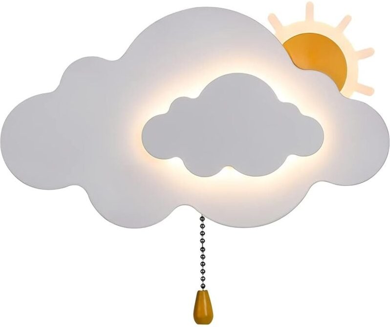 Kinder-Wandleuchte mit Schalter, Wolkenform-Wandlampe für Schlafzimmer, Innenwandleuchte für Mädchen-Jungenzimmer, Weiß